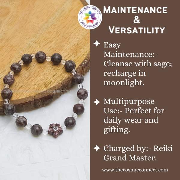 Red Snowflake Obsidian + Clear Quartz Bracelet – Protection, Clarity 5