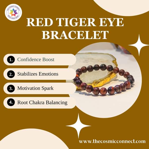 Red Tiger Eye Healing Bracelet for Protection, Confidence & Grounding Boost 3