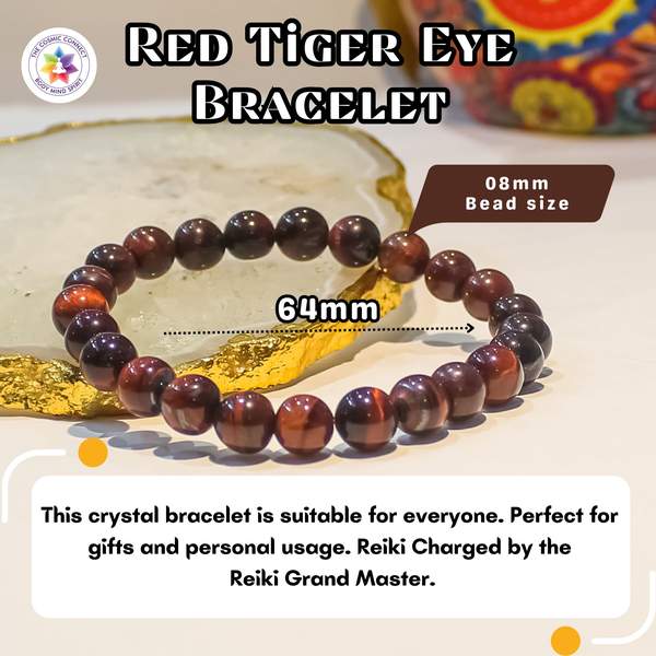 Red Tiger Eye Healing Bracelet for Protection, Confidence & Grounding Boost 4