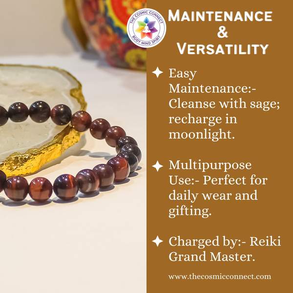 Red Tiger Eye Healing Bracelet for Protection, Confidence & Grounding Boost 5