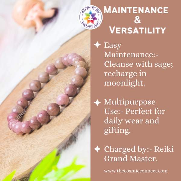 Rhodochrosite Healing Bracelet - Emotional Healing, Enhance Compassion 10
