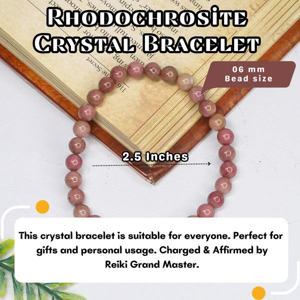 Rhodochrosite Healing Bracelet - Emotional Healing, Enhance Compassion 4