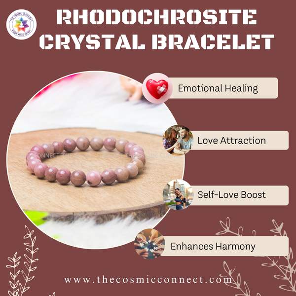 Rhodochrosite Healing Bracelet - Emotional Healing, Enhance Compassion 8