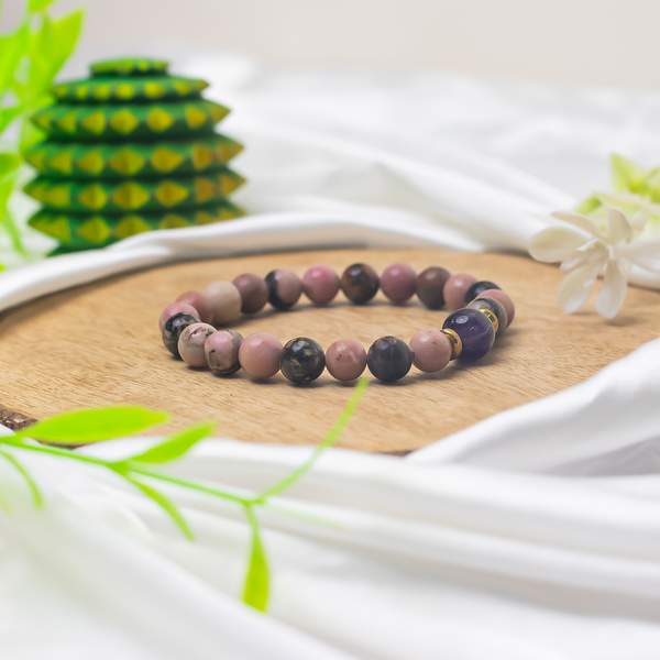 Rhodonite and Rhodochrosite Crystal Bracelet for Emotional Healing & Love