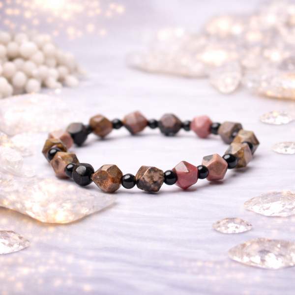 Rhodonite & Black Tourmaline Bracelet – Emotional Healing & Powerful Protection