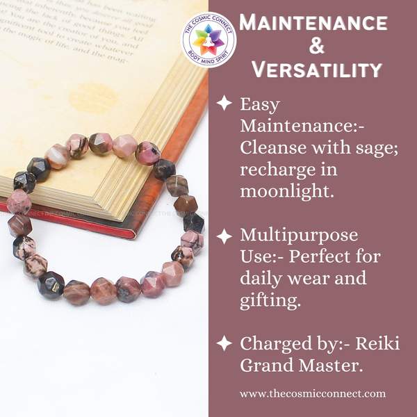 Rhodonite Diamond-Cut Bracelet – Emotional Healing, Love & Balance 5