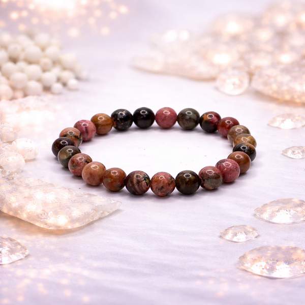 Rhodonite Healing Bracelet - Emotional Balance & Peace | 8mm Beads