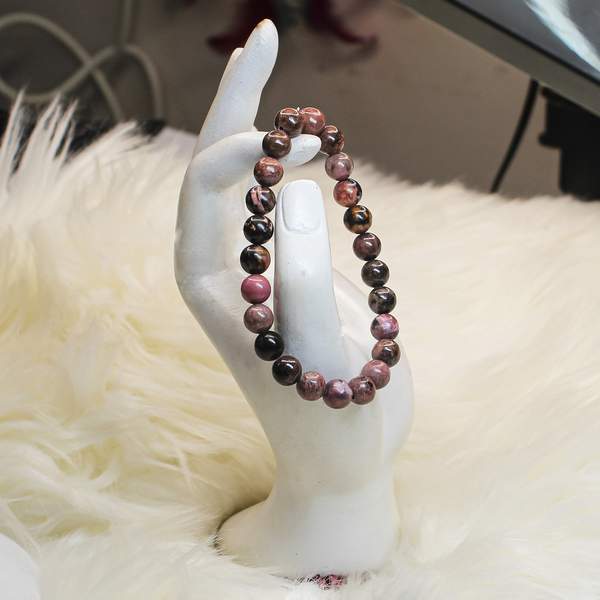 Rhodonite Healing Bracelet - Emotional Balance & Peace | 8mm Beads 2
