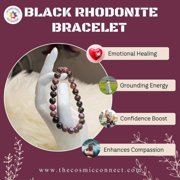 Rhodonite Healing Bracelet - Emotional Balance & Peace | 8mm Beads 3