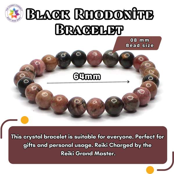 Rhodonite Healing Bracelet - Emotional Balance & Peace | 8mm Beads 4