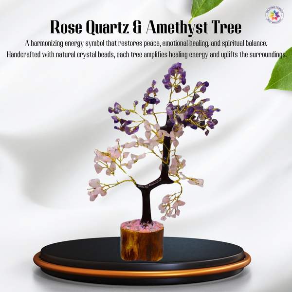 Rose Quartz & Amethyst Crystal Tree for Love, Calmness and Chakra Alignment 3