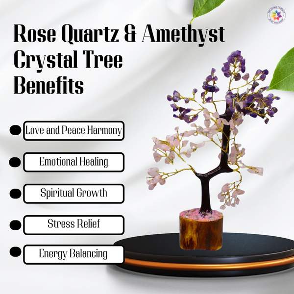 Rose Quartz & Amethyst Crystal Tree for Love, Calmness and Chakra Alignment 4