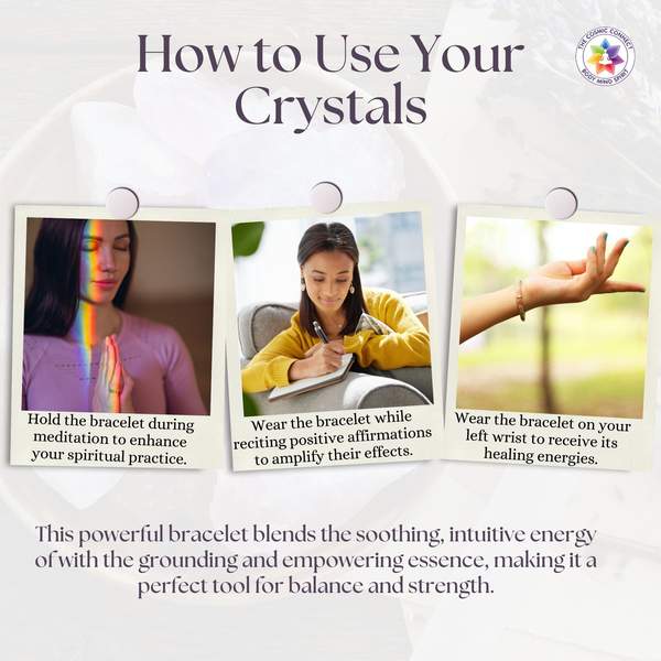 Rose Quartz and Amethyst Diamond Cut Crystal Bracelet for Love, and Harmony 6