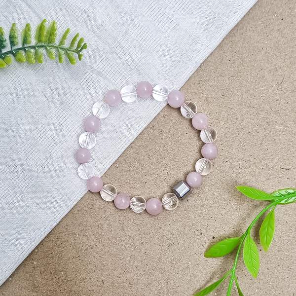 Rose Quartz & Clear Quartz Healing Bracelet - Love, and Clarity