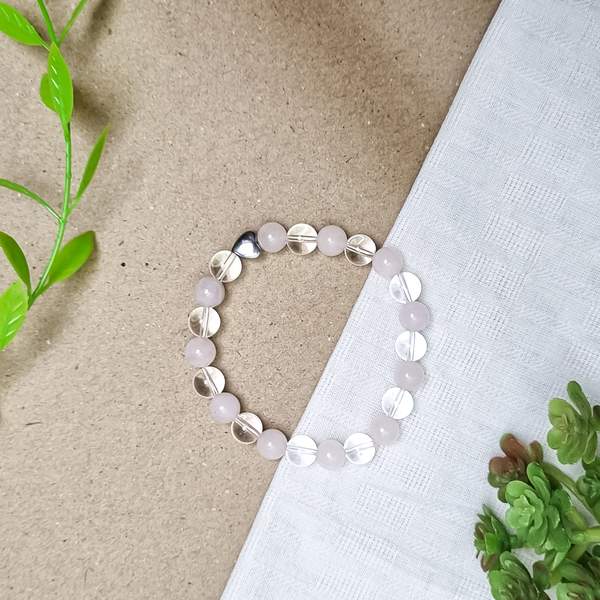 Rose Quartz & Clear Quartz Healing Bracelet - Love, and Clarity 2