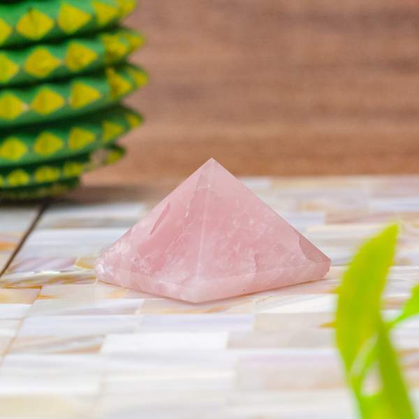 Rose Quartz Crystal Pyramid for Love, Harmony & Healing