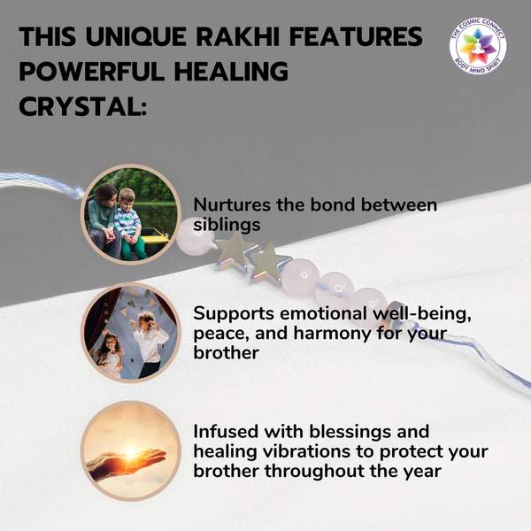 Rose Quartz Crystal Rakhi for Love, Peace & Emotional Healing Reiki Charged 4