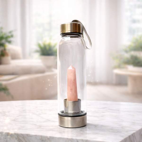 Rose Quartz Crystal Water Bottle Nurturing Your Heart and Soul