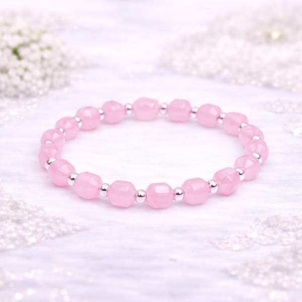 Rose Quartz Diamond Cut Crystal Bracelet for Love, Emotional Healing & Self-Love