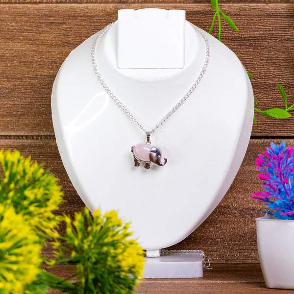 Rose Quartz Elephant Pendant for Love, & Emotional Healing