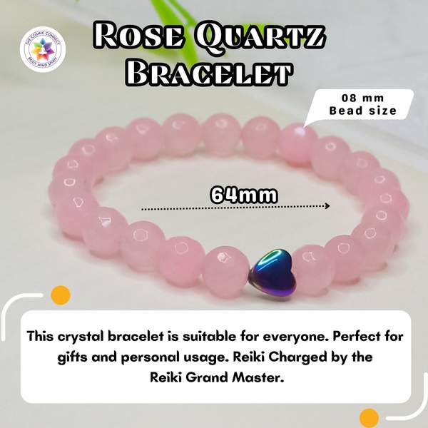 Rose Quartz Faceted Bracelet for Love, Harmony & Emotion | 8mm Beads 8