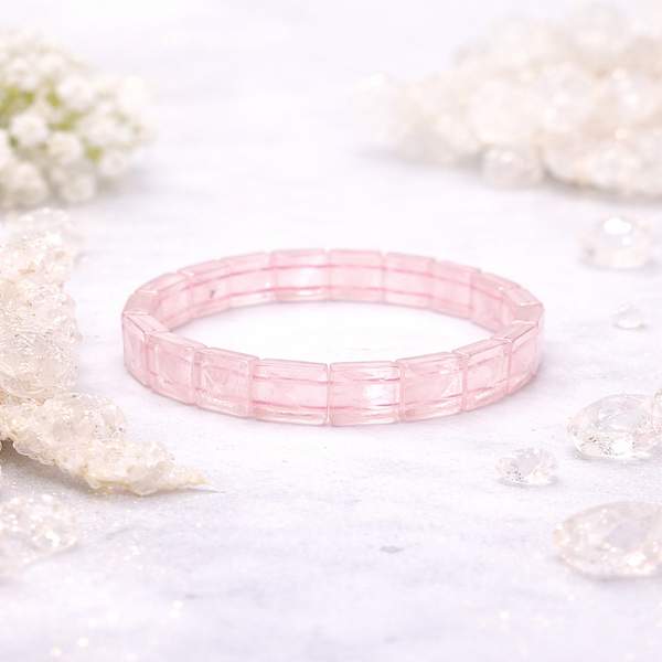 Rose Quartz Gem Cut Crystal Bracelet for Love & Emotional Healing