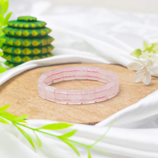Rose Quartz Gem Cut Crystal Bracelet for Love & Emotional Healing 2