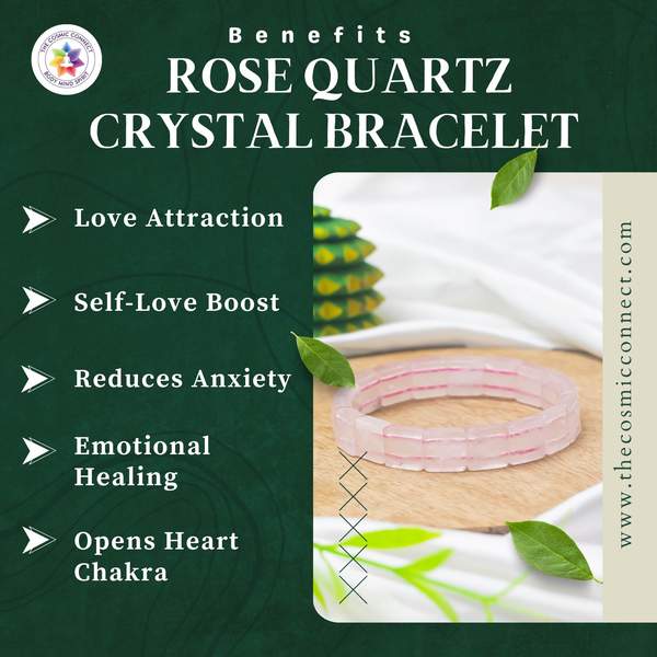 Rose Quartz Gem Cut Crystal Bracelet for Love & Emotional Healing 3