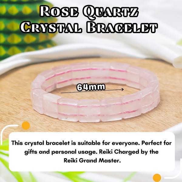 Rose Quartz Gem Cut Crystal Bracelet for Love & Emotional Healing 4