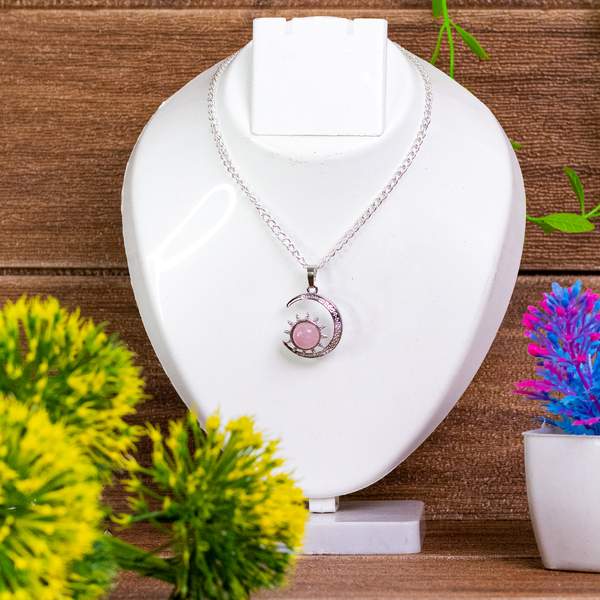 Rose Quartz Moon Style Pendant Embrace Love, Peace & Healing