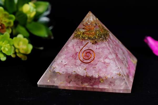 Rose Quartz Orgone Pyramid for Love, Harmony & Emotional Healing