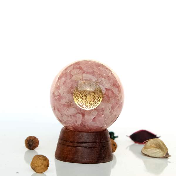 Rose Quartz Orgone Sphere for Love, Peace, & Emotional Balance