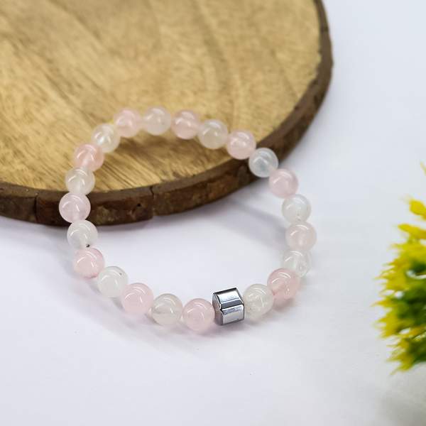 Rose Quartz & Rainbow Moonstone Healing Bracelet – Harmony & Emotional Balance