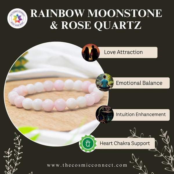 Rose Quartz & Rainbow Moonstone Healing Bracelet – Love & Emotional Balance 3