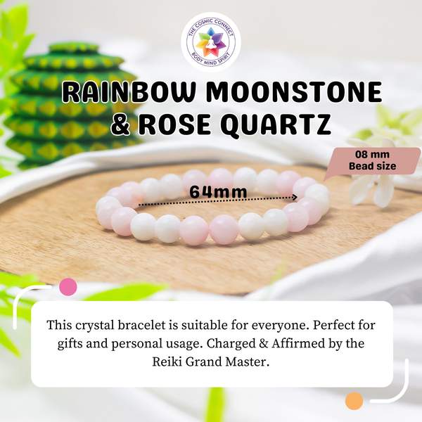 Rose Quartz & Rainbow Moonstone Healing Bracelet – Love & Emotional Balance 4