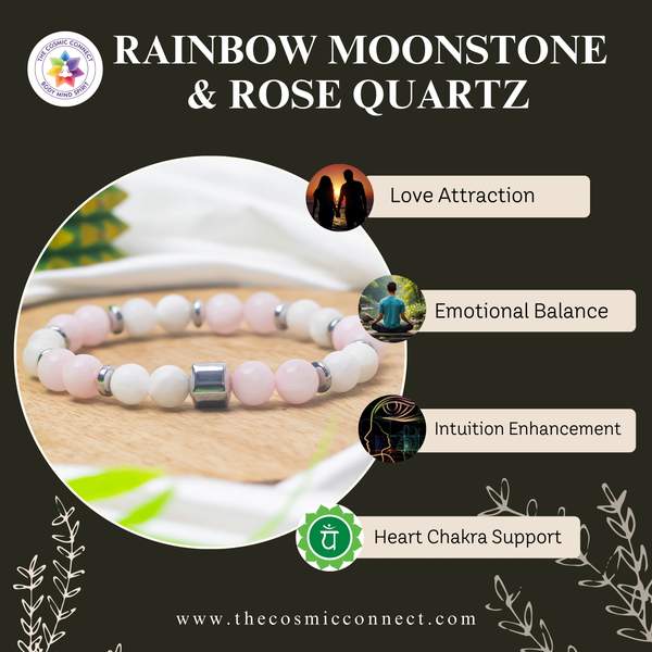 Rose Quartz & Rainbow Moonstone Healing Bracelet – Love & Emotional Balance 8