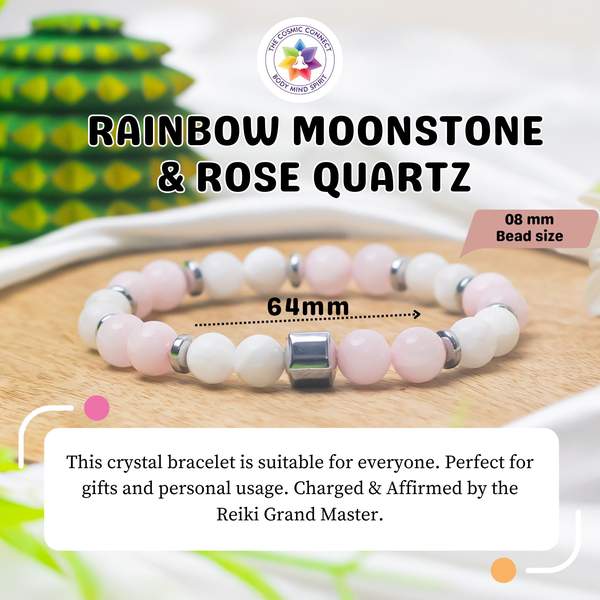 Rose Quartz & Rainbow Moonstone Healing Bracelet – Love & Emotional Balance 9