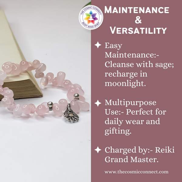 Rose Quartz Tear Drop Shape Bracelet – Enhance Self Love & Emotional Balance 5