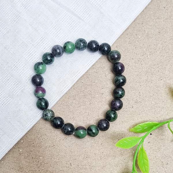 Ruby Zoisite Bracelet - Boost Vitality, Heart Chakra Balancing | 8mm Beads 2