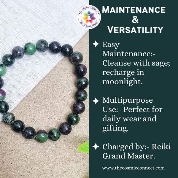 Ruby Zoisite Bracelet - Boost Vitality, Heart Chakra Balancing | 8mm Beads 5