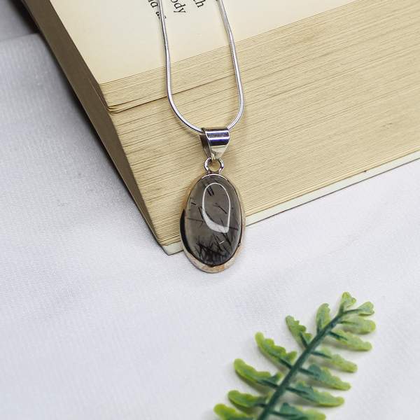 Rutile Quartz Cabochon Silver Pendant for Clarity, Confidence 2