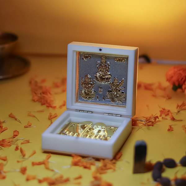 Saraswati Laxmi Ganesh Charan Paduka Spiritual Idol for Diwali Gift