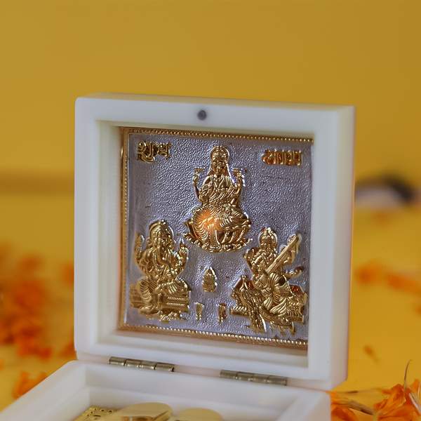 Saraswati Laxmi Ganesh Charan Paduka Spiritual Idol for Diwali Gift 2