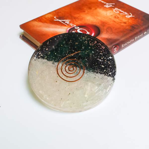 Selenite + Black Tourmaline Water Coaster Harmonizing Energy & Protection