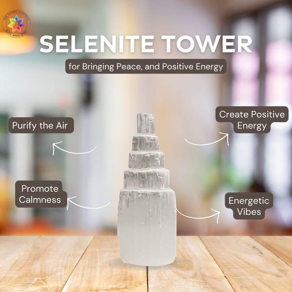 Selenite Crystal Tower for Spiritual Cleansing & Clarity Meditation & Peace 2