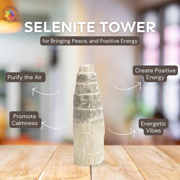Selenite Crystal Tower for Spiritual Cleansing & Clarity Meditation & Peace 4