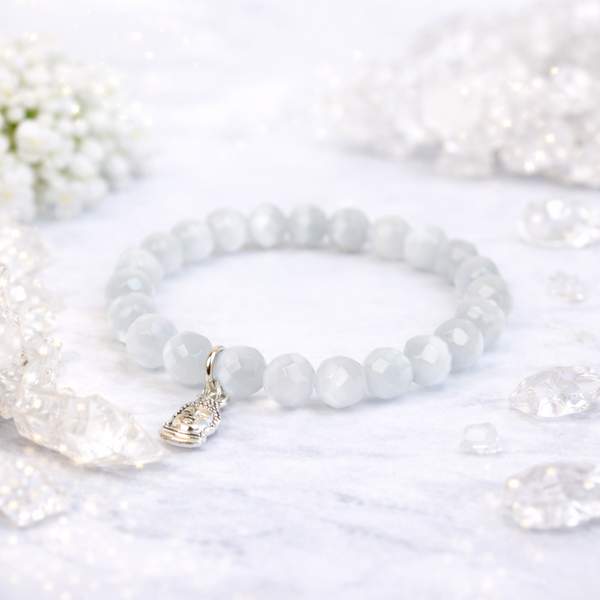 Selenite Faceted Healing Bracelet – Promotes Clarity, Protection