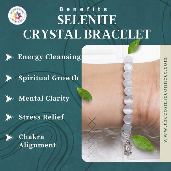 Selenite Faceted Healing Bracelet – Promotes Clarity, Protection 3