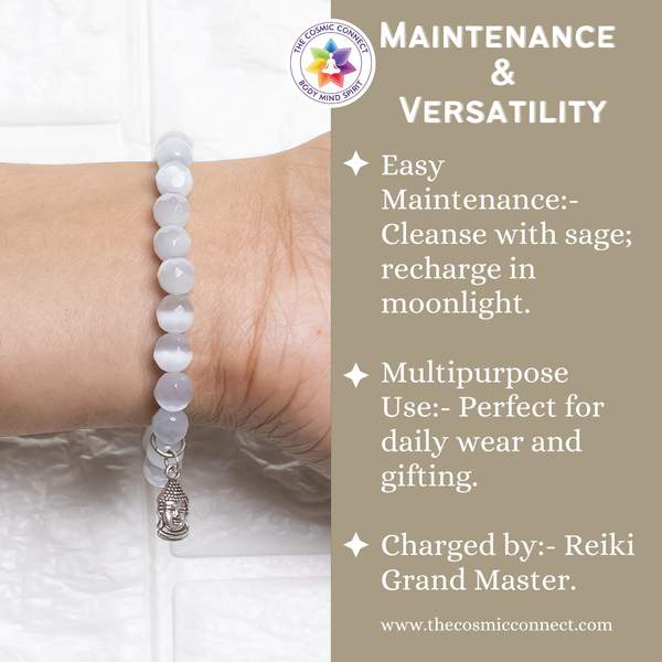 Selenite Faceted Healing Bracelet – Promotes Clarity, Protection 5