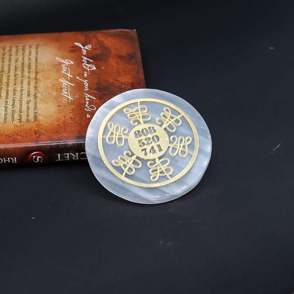 Selenite Money Symbol Acrylic Charging PlateAttract Prosperity